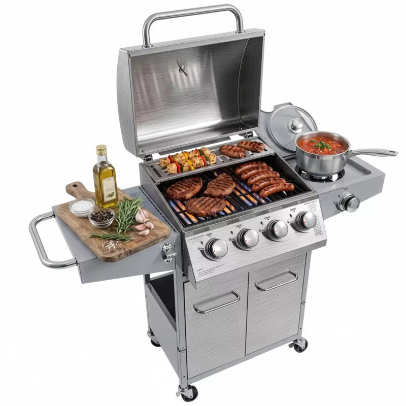 Gasgrill NL004 4+1 Brændere Rustfrit Stål