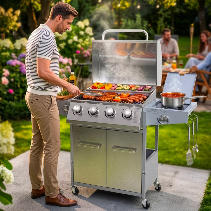 Gasgrill NL004 4+1 Brændere Rustfrit Stål