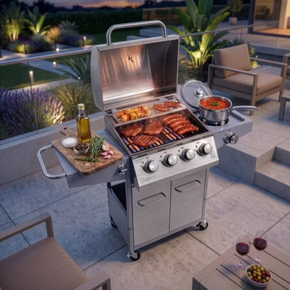 Gasgrill NL004 4+1 Brændere Rustfrit Stål