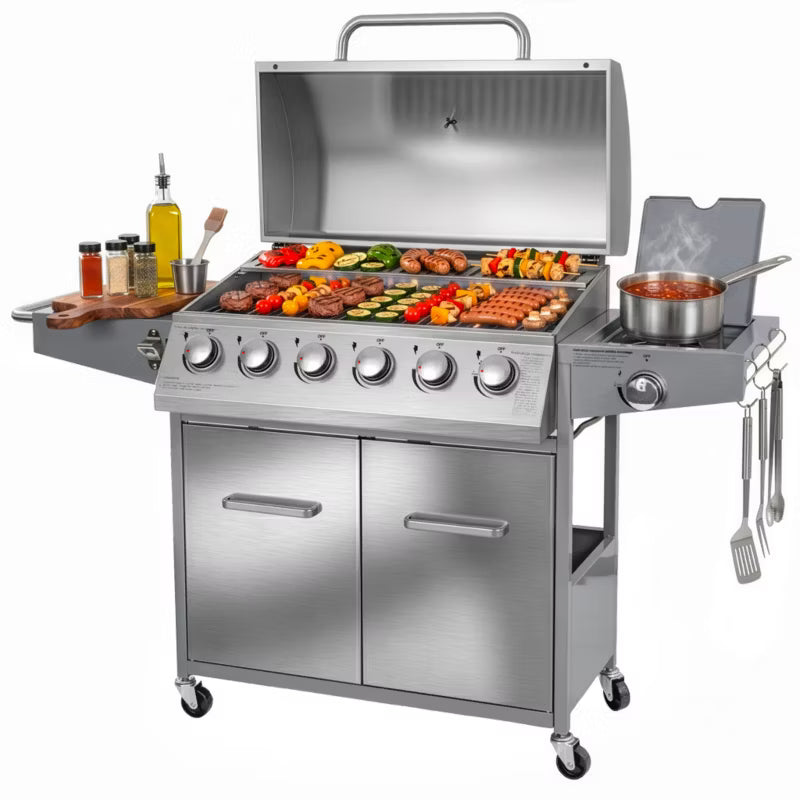 Gasgrill NL006 6+1 Brændere Rustfrit Stål