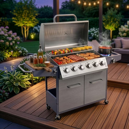 Gasgrill NL006 6+1 Brændere Rustfrit Stål