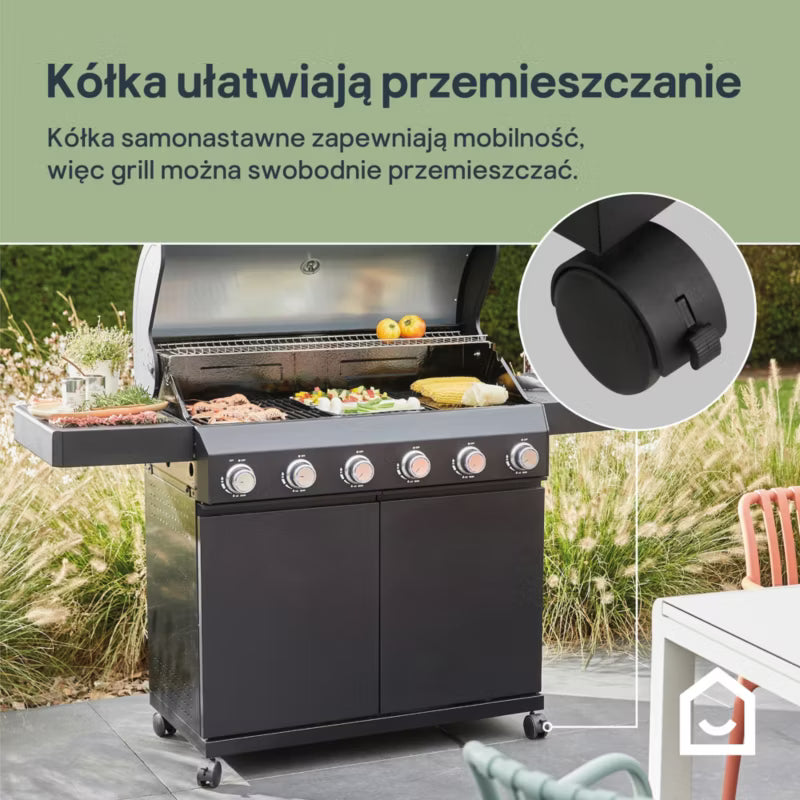 Gasgrill Praden 6 Brændere Sort