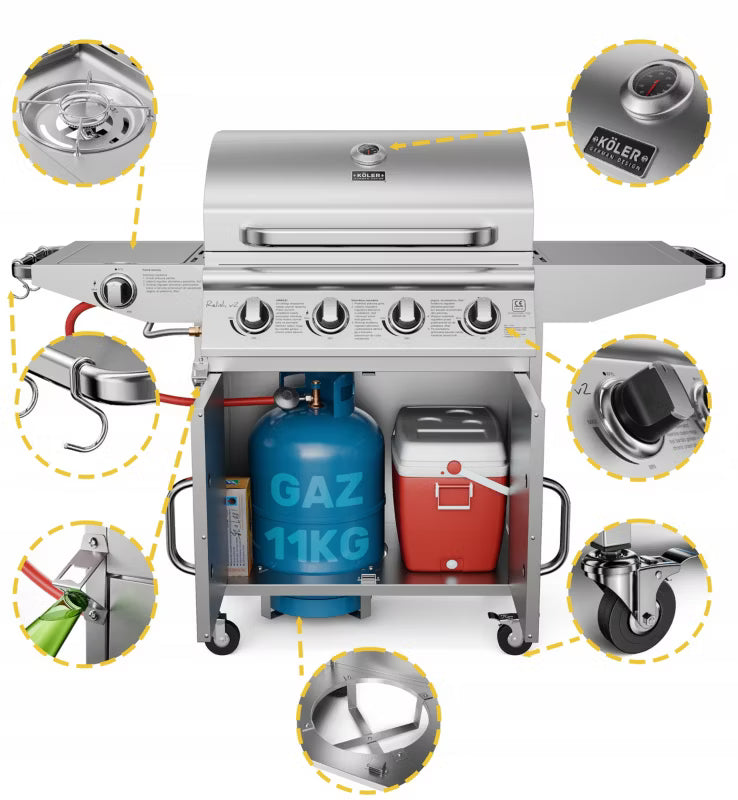 Gasgrill Relish V2 5 Brændere 16kW Sølv