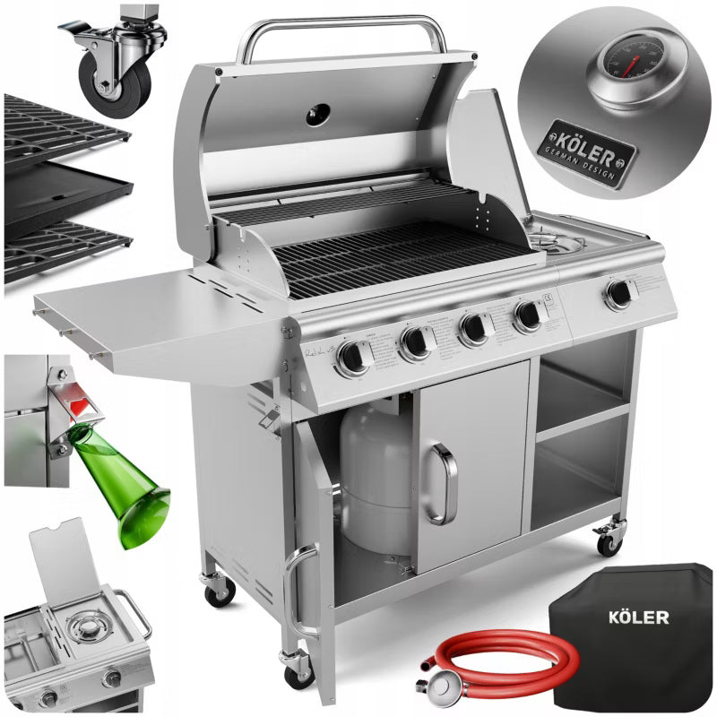 Gasgrill Relish V3 5 Brændere 16kW Rustfrit Stål Sølv