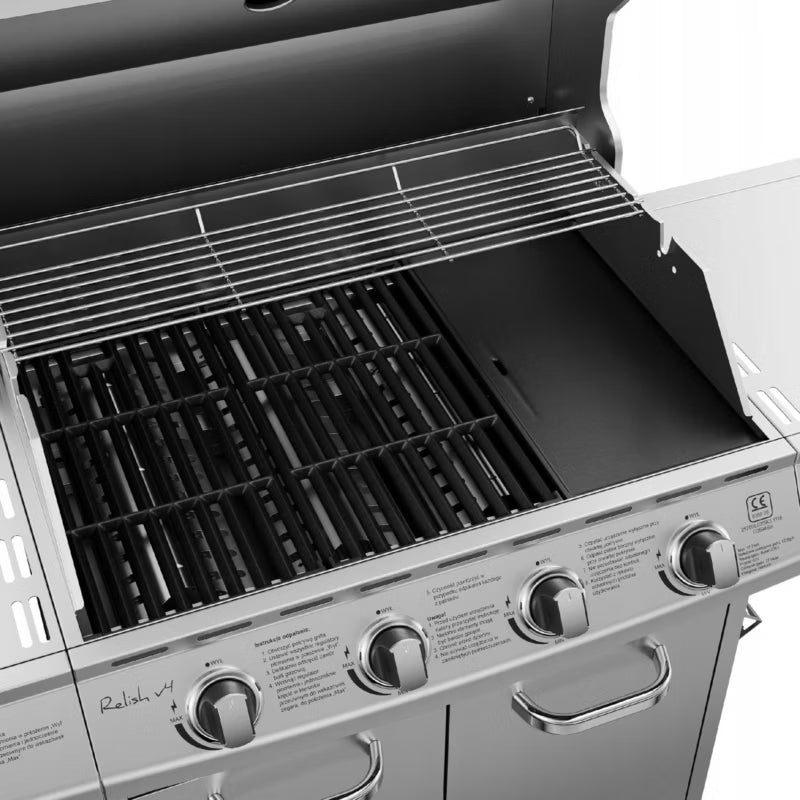 Gasgrill Relish V4 17,2 kW Sølv Rustfrit Stål