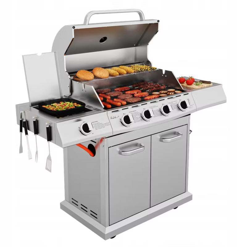 Gasgrill Relish V4 17,2 kW Sølv Rustfrit Stål