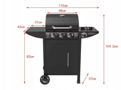 Gasgrill SAN FRANCISCO 3+1 110x57 cm Sort