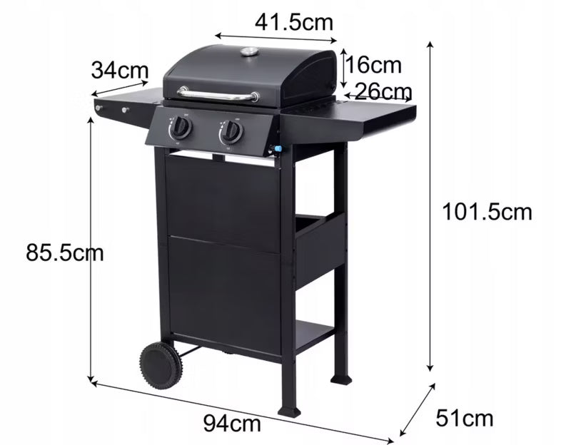 Gasgrill SAN JOSE 2 Brændere Sort