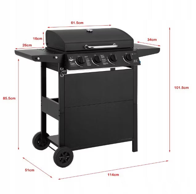Gasgrill San Jose 4 Brændere Sort