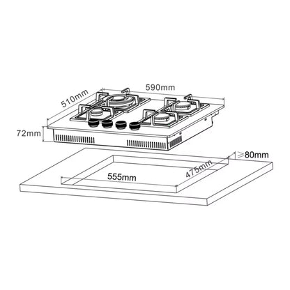 Gaskogeplade GH60GASLK 59 cm 4 Blus Sort