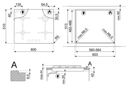 Gaskogeplade PV864PO 60x51 cm Glas