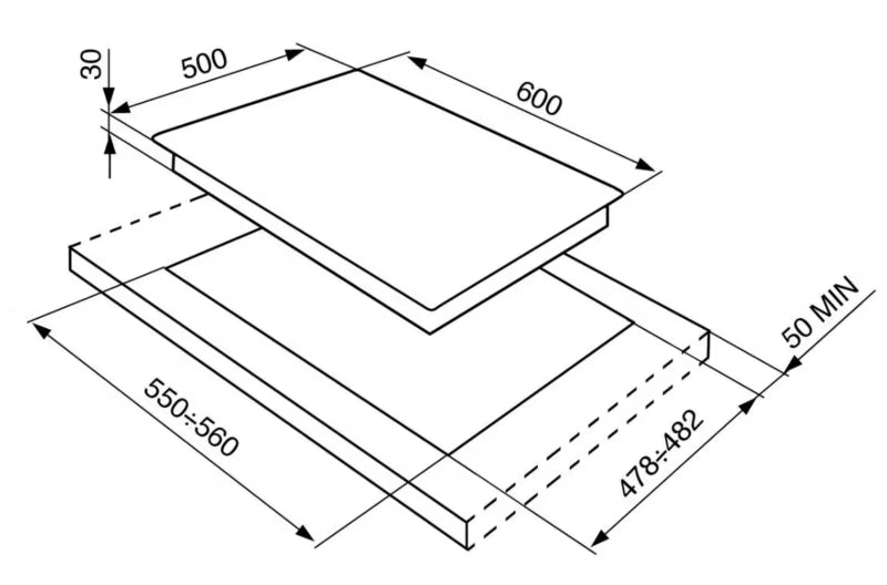 Gaskogeplade SPR864BGH 60x50 cm 4 Blus