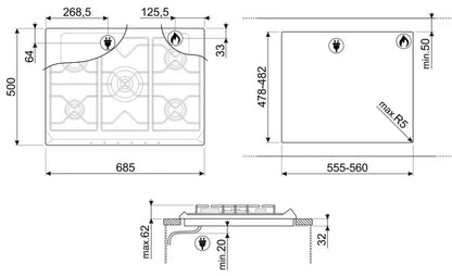 Gaskogeplade SRV876POGH 68,5x50 cm 5 Blus
