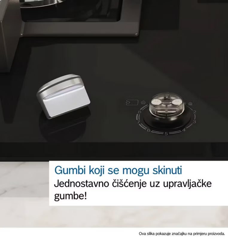 Gaskogetop 60 cm PRP6A6H40 Sort Hærdet Glas