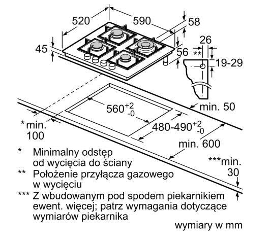 Gaskogetop PPH6A6I10 59 cm 4 Blus