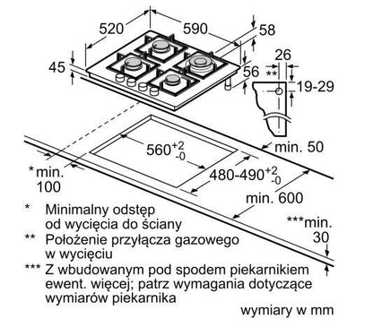 Gaskogetop PPH6A6I10 59 cm 4 Blus