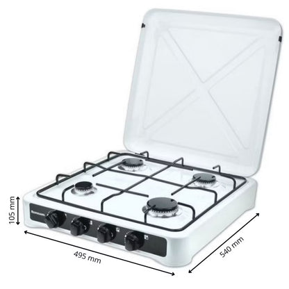 Gaskomfur K-04T 49,5x54 cm Hvid 4 Brændere