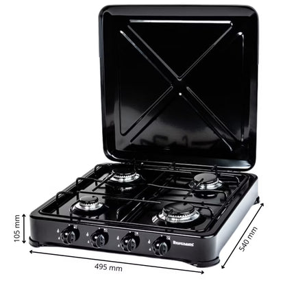 Gaskomfur K-04TB 49,5x54 cm Sort med 4 Blus