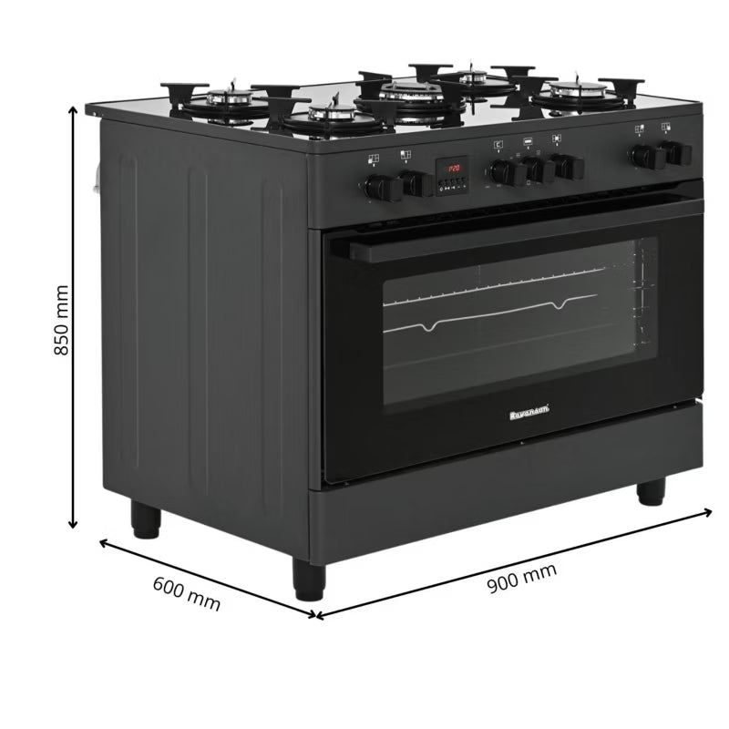 Gaskomfur KWGE-K90 GLASS 90 cm Sort