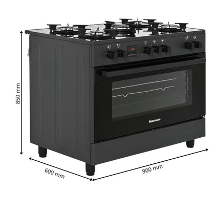 Gaskomfur KWGE-K90 GLASS 90 cm Sort
