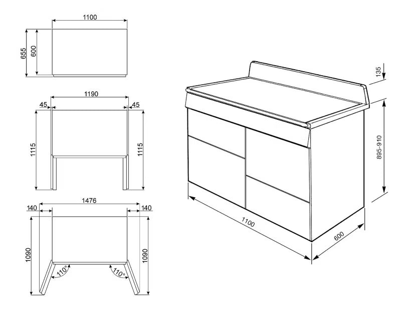 Gaskomfur TR4110AZ 110 cm med Elektrisk Ovn