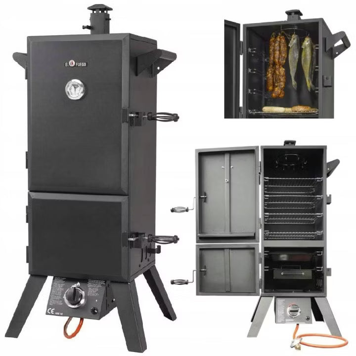 Gasrøgeovn og Gasgrill Portland XL 64x127,5 cm Sort