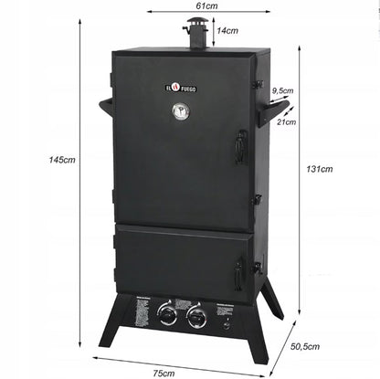 Gasrøgeovn og Gasgrill Portland XXL 80x145 cm Sort