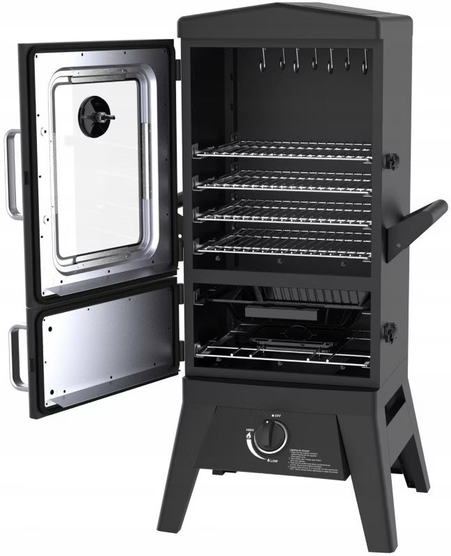 Gasrøgeovn og Grill Portland W2 med Glasrude 50x48x107 cm Sort