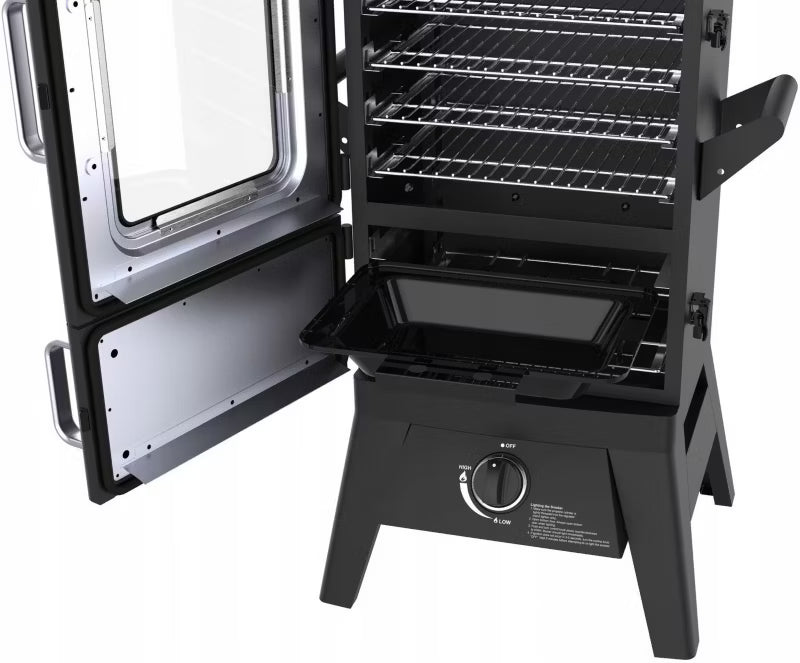 Gasrøgeovn og Grill Portland W2 med Glasrude 50x48x107 cm Sort