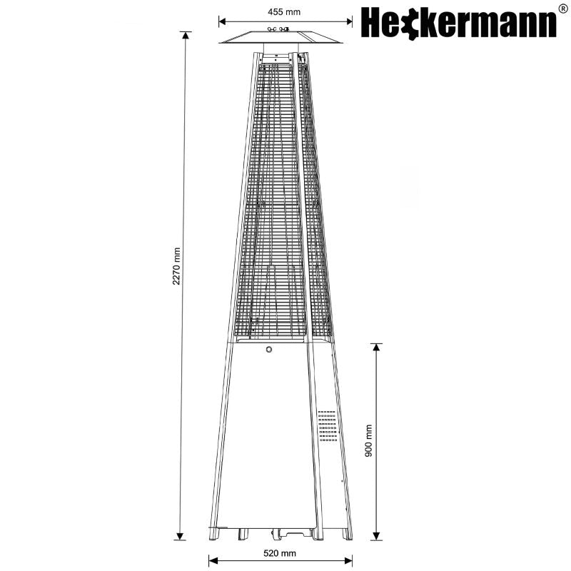 Gas Terrassevarmer Pyramide 13 kW Sort HS-PHM-H