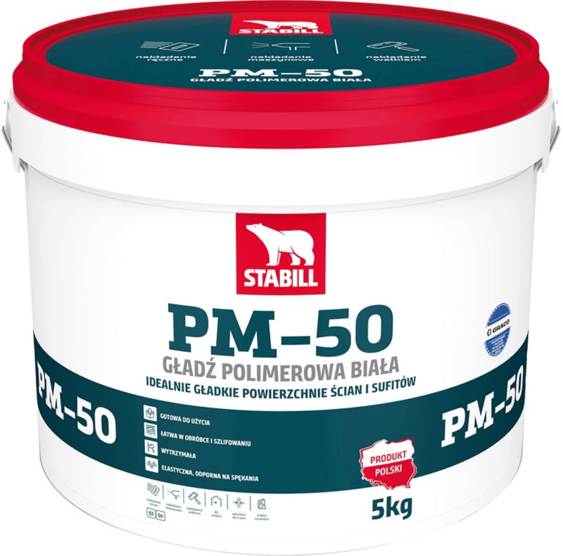Stabill PM-50 polymerspartelmasse hvid 5 kg