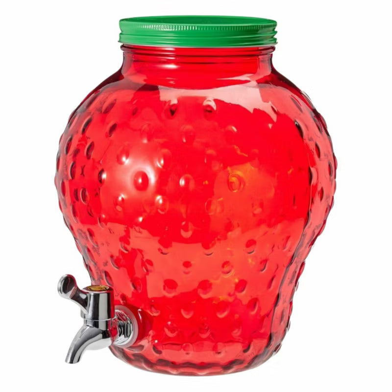Glas Drikkedispenser Jordbær 4 Liter Rød