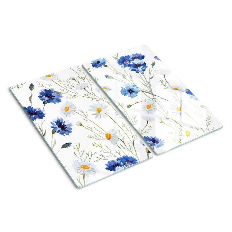 Glas Skærebræt 2x30x52 cm Kornblomst