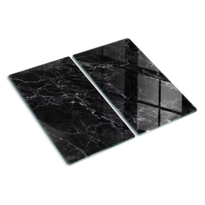 Glas Skærebræt 2x30x52 cm Sort Marmor