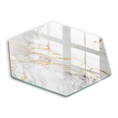 Glas Skærebræt 40x40 cm Hvid Marmor med Guld