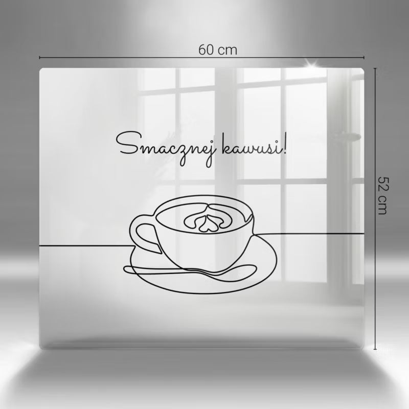 Glas Skærebræt 60x52 cm Kaffe Motiv