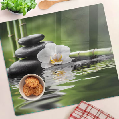 Glas Skærebræt 60x52 cm Orchidea i Zen
