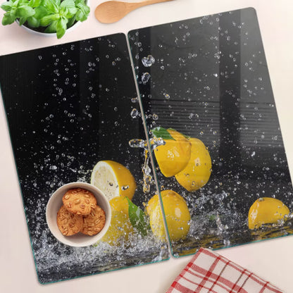 Glas Skærebræt Citroner og Vand 30x52 cm 2 Stk