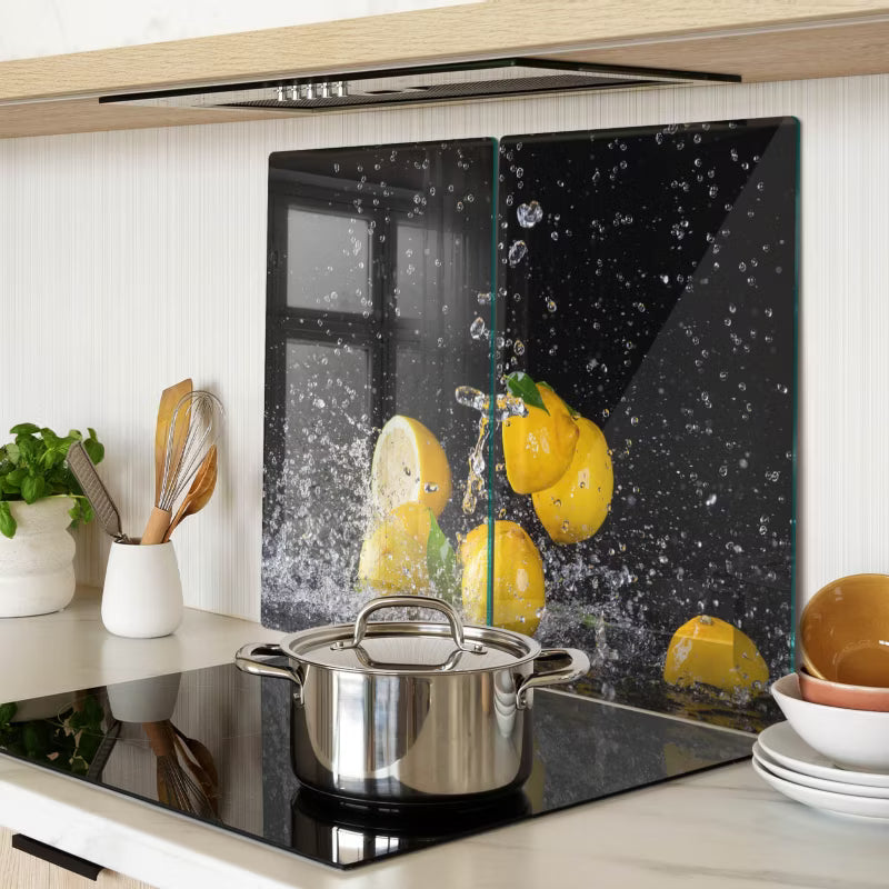 Glas Skærebræt Citroner og Vand 30x52 cm 2 Stk
