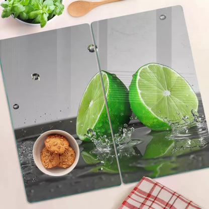 Glas Skærebræt Lime i Vand 30x52 cm 2 Stk