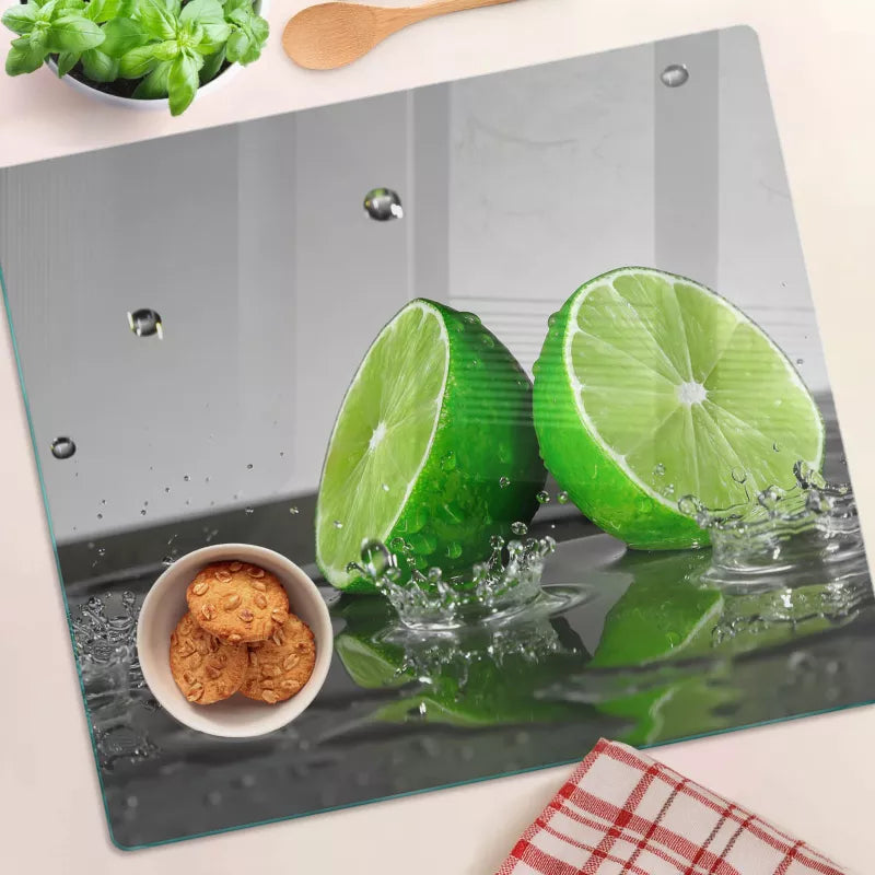 Glas Skærebræt Lime i Vand 60x52 cm Flerfarvet