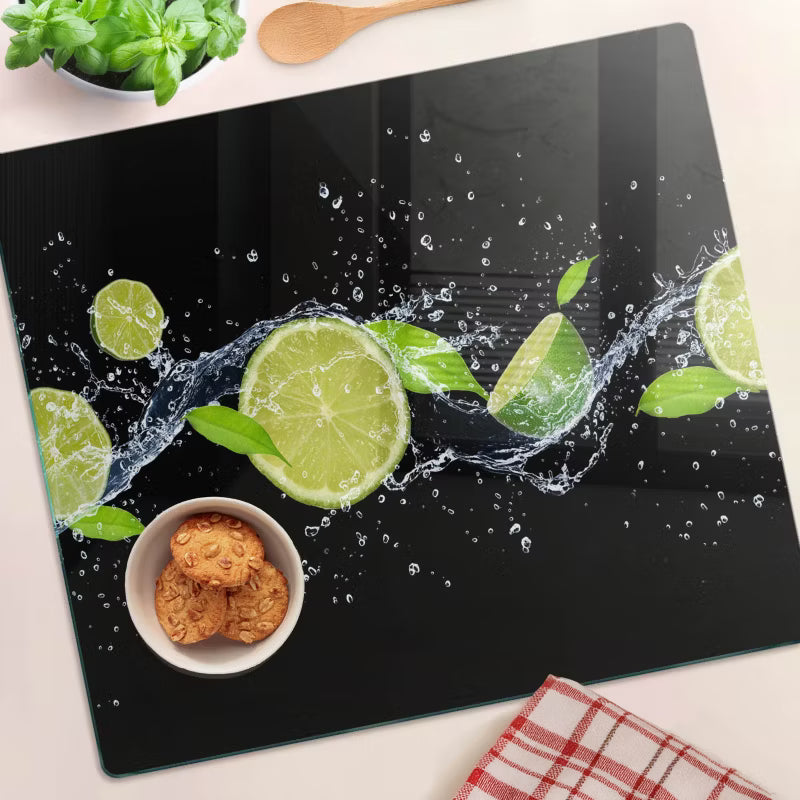 Glas Skærebræt Lime og Vand 60x52 cm