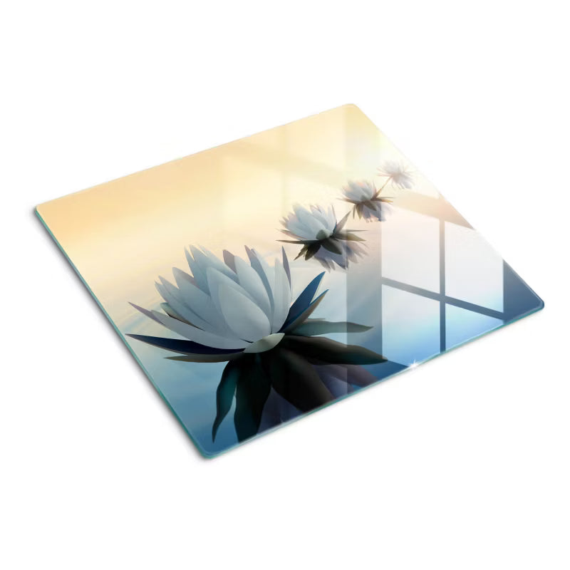 Glas Skærebræt Lotusblomster 60x52 cm