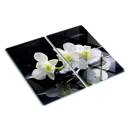 Glas Skærebræt Orkide 30x52 cm 2 Stk. Hvid