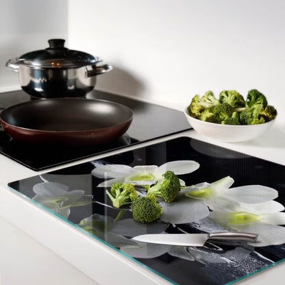 Glas Skærebræt Orkide 60x52 cm Hvid