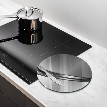 Glas Skærebræt Rund Ø30 cm Sølv