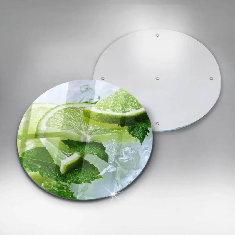 Glas Skærebræt Rund Ø30 cm Grøn