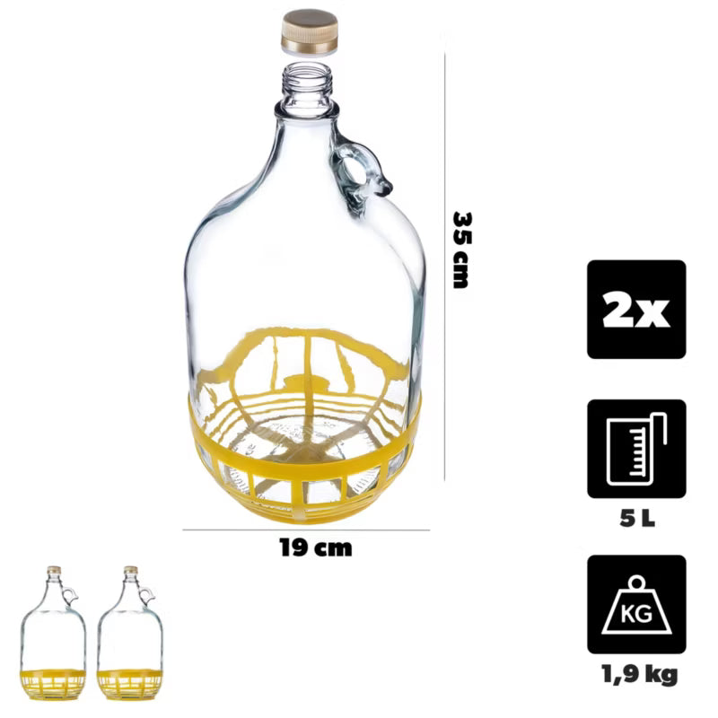 Glasballon med Skruelåg 5 Liter 2 Stk.