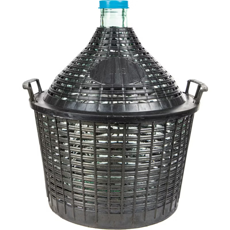 Glasballon til Vin 15 Liter med Plastkurv Sort