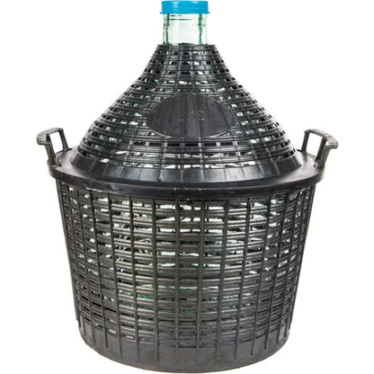 Glasballon til Vin 15 Liter med Plastkurv Sort